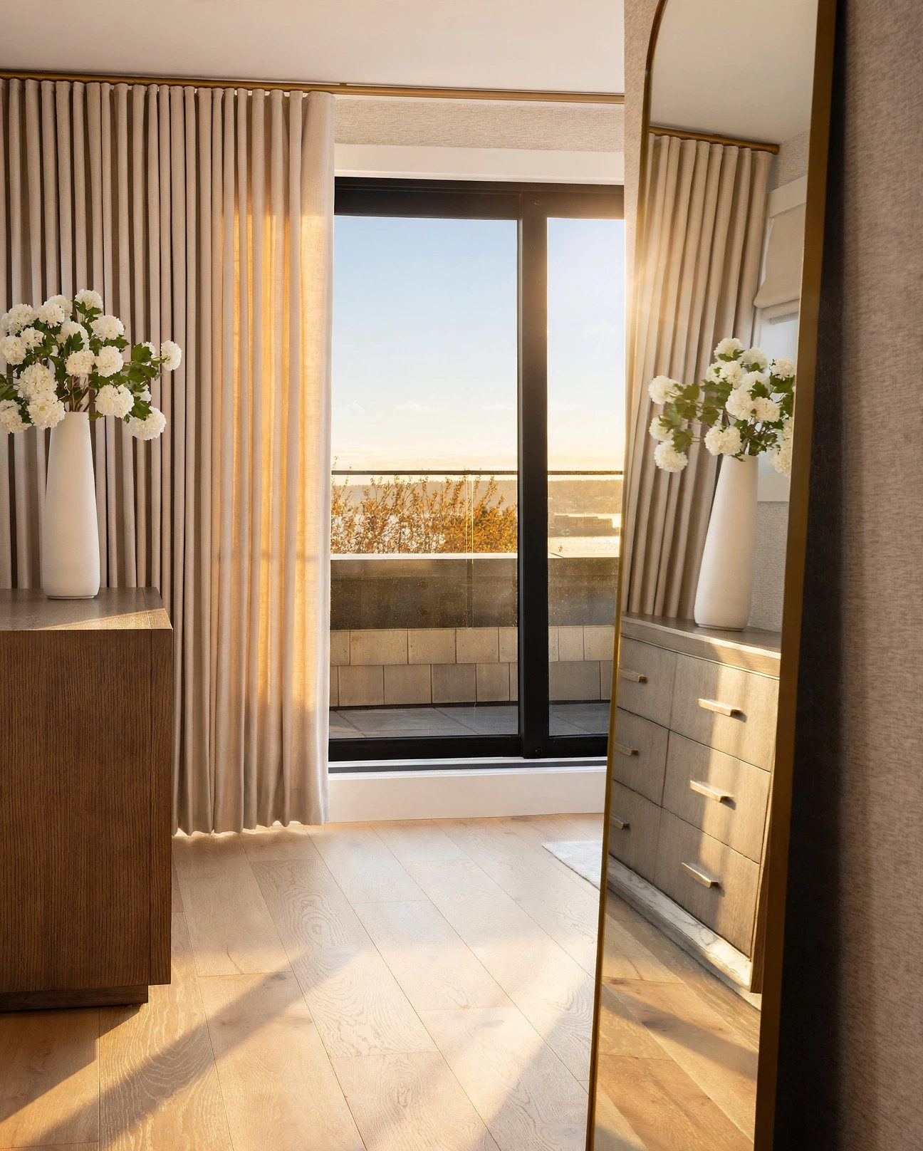 Tailored interior doorway with warm wood accents